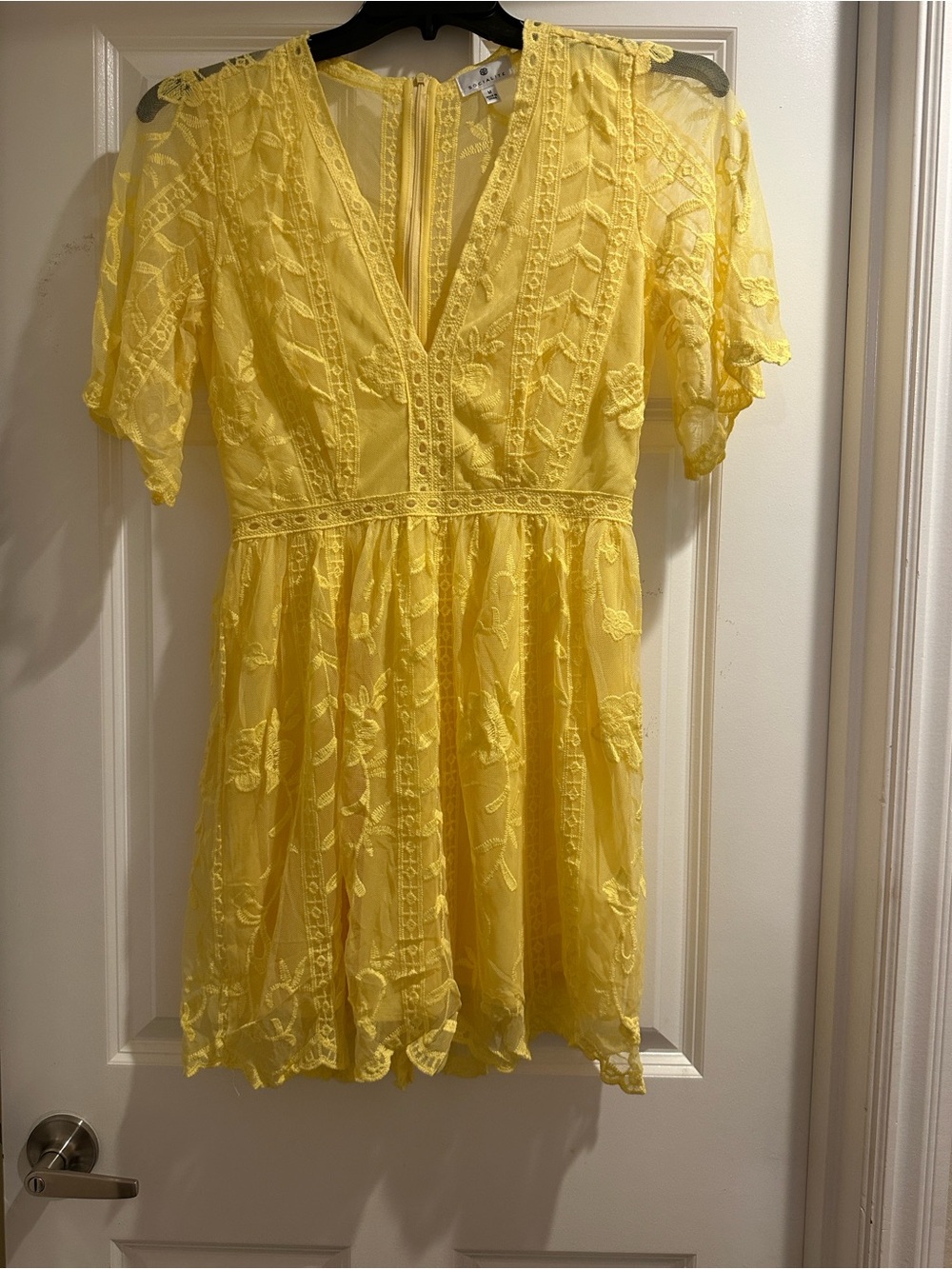Socialite Yellow Lace Mini Dress